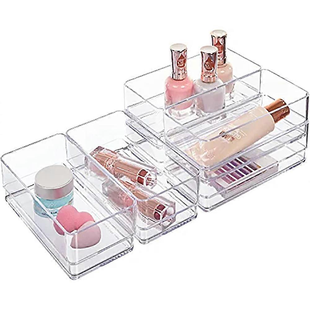 Clear Plastic Desk Drawer Dividers Trays Dresser Storage Bins Separation Box