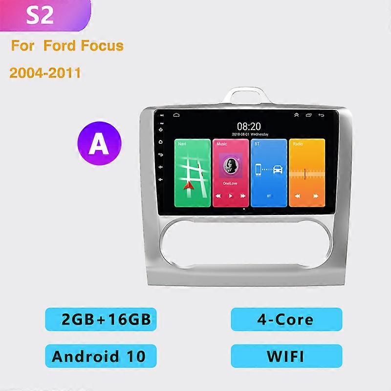 2 DIN 4+64G android 10 Car radio Multimedia Player Carplay Auto GPS navigation NO DVD For Ford Focus 2  3 Mk2 Mk3 2004 2005-2011