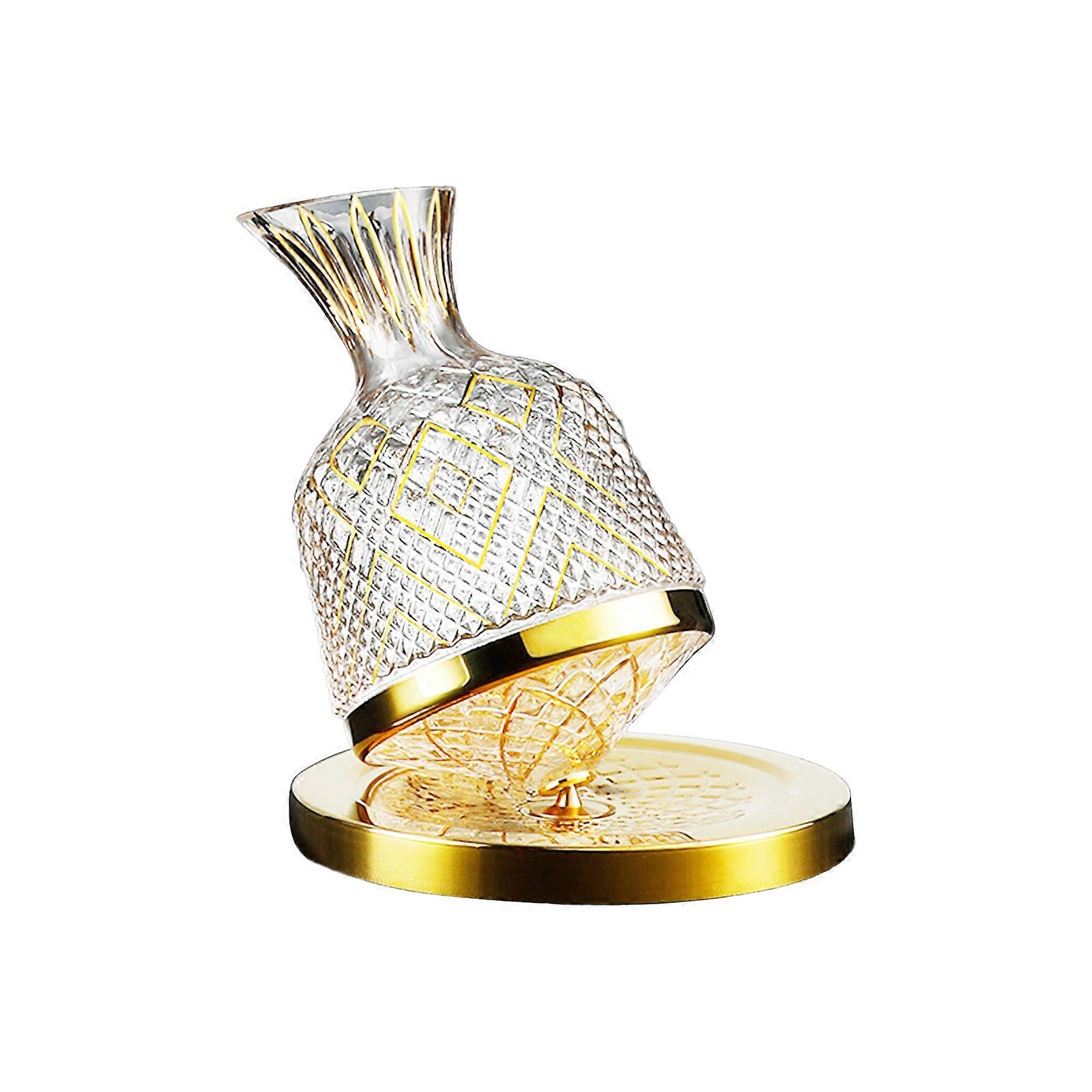 זכוכית קריסטל עליון דקנטר סיבובי כלי שתייה יוקרתי מסוגנן 20 X 20 X 21 ס"מ לעיצוב בר ביתי כלי יצירתי