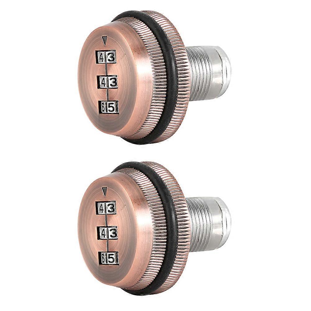 2pcs Zinc Alloy Mechanical Password 3-Digit Code Mailbox Cabinet LockRed Copper 20mm/0.79in