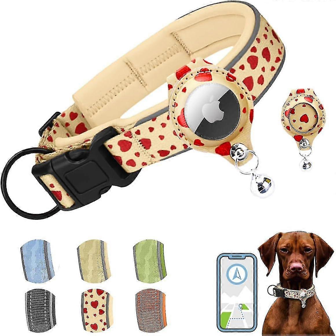 For Airtag Dog Collar, Adjustable Dog Collar With Air Tag Holder Reflective Soft Nylon And Neoprene For Small Medium Large Dogs -xx