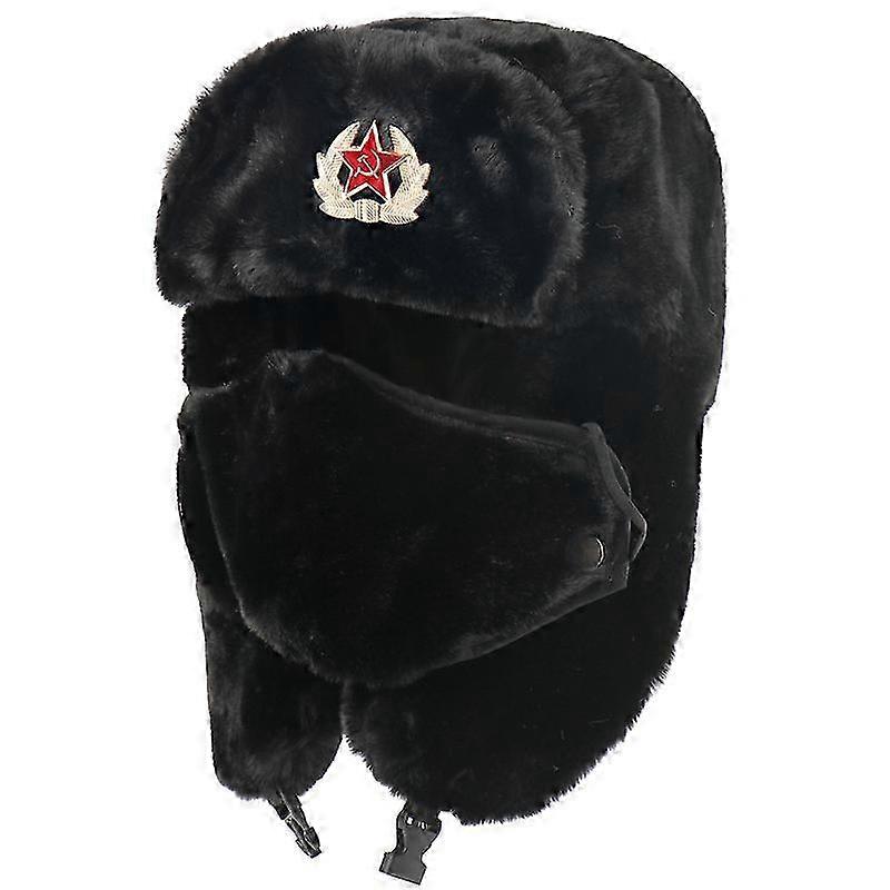 Winter Russian Fur Warm Hat Plush Badge