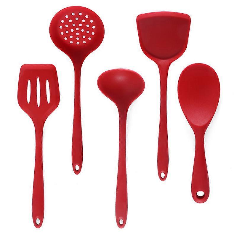 Silicone kitchenware kitchen five-piece spatula soup spoon multifunctional cooking silicone spatula setRed
