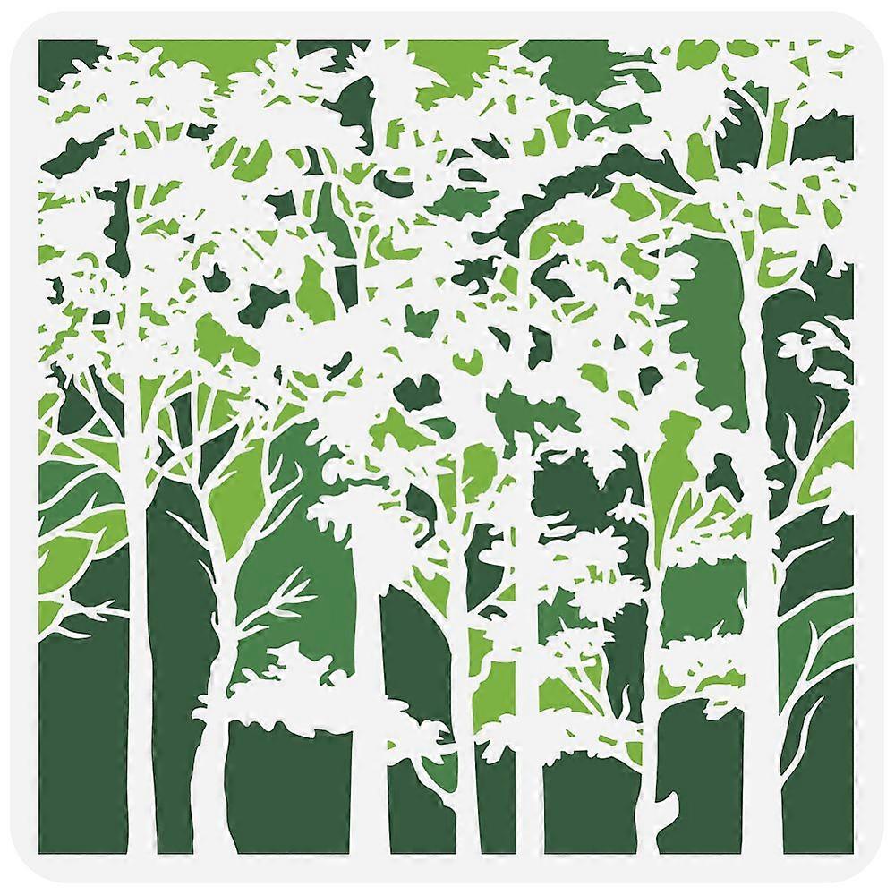 1pc Tree Canopy Painting Large Stencil 11.8x11.8" Pet Towering Trees Pattern Spraying Big Stencil Reusable Forests Wall Stencil Tree Trunk Huge Stenci