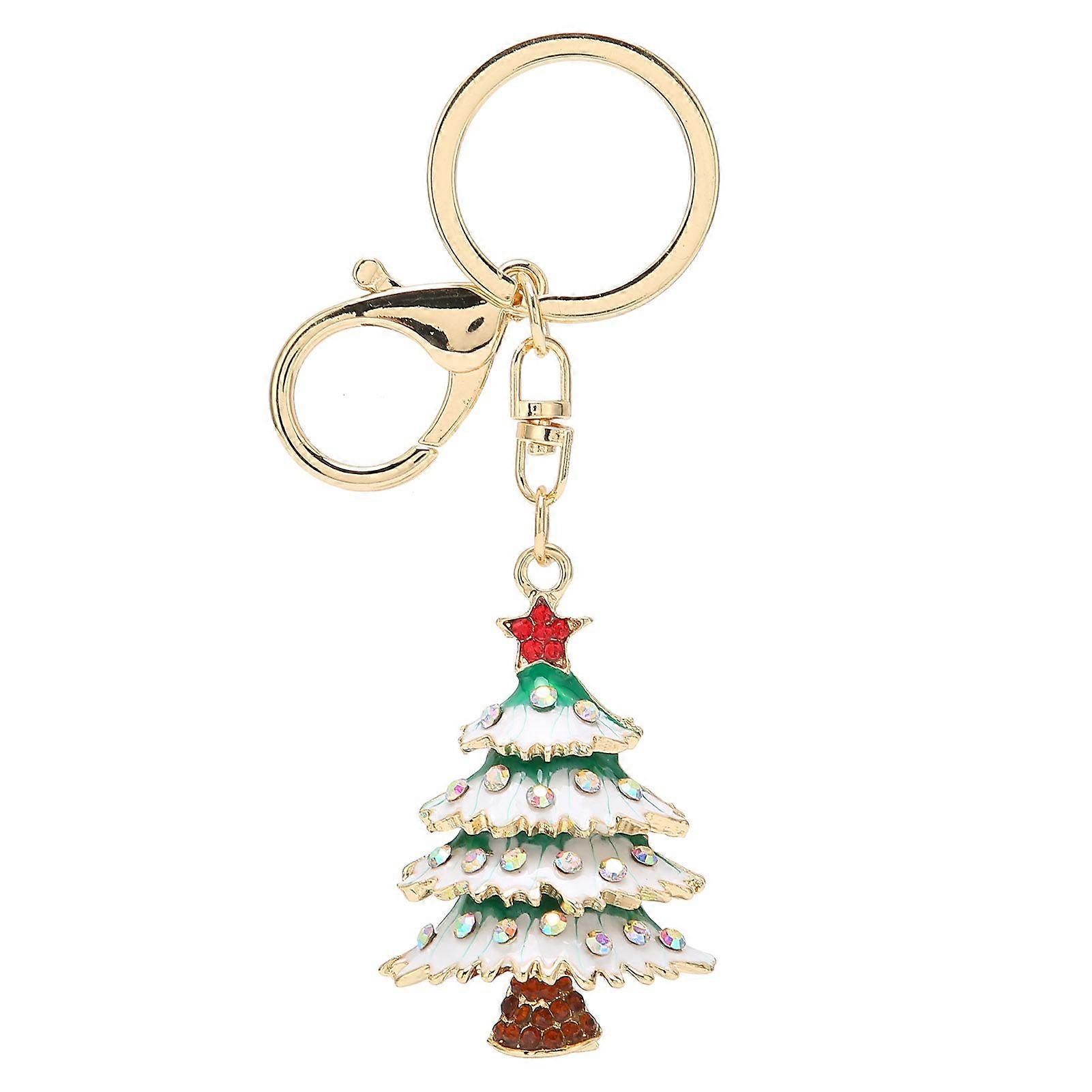 Snowman Rhinestone Key Chains Sparkling Pendant Keychain Alloy Bag Buckle Pandant for Christmas
