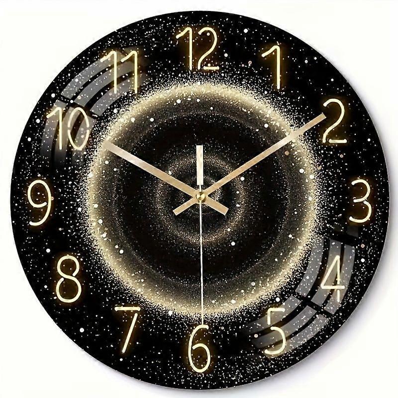 Glass Wall Clock Silent Non Ticking Wall Clock- 12 Inch Quality Quartz Battery Operated Round Clock for Home Office Circle