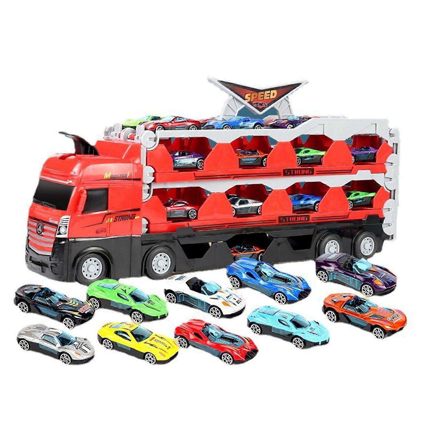 Giocattoli per veicoli di trasporto per camion per bambini di 3+ anni Include auto in lega 6.6Ft Pista da corsa pieghevole