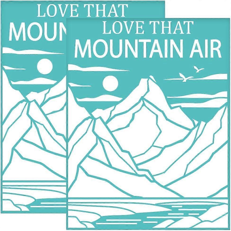 2Pcs 8.6x11 Inch Mountain Forest Self-Adhesive Silk Screen Printing Stencil "Love That Mountain Air" Silk Screen Stencil Reusable Mesh Stencils Transf
