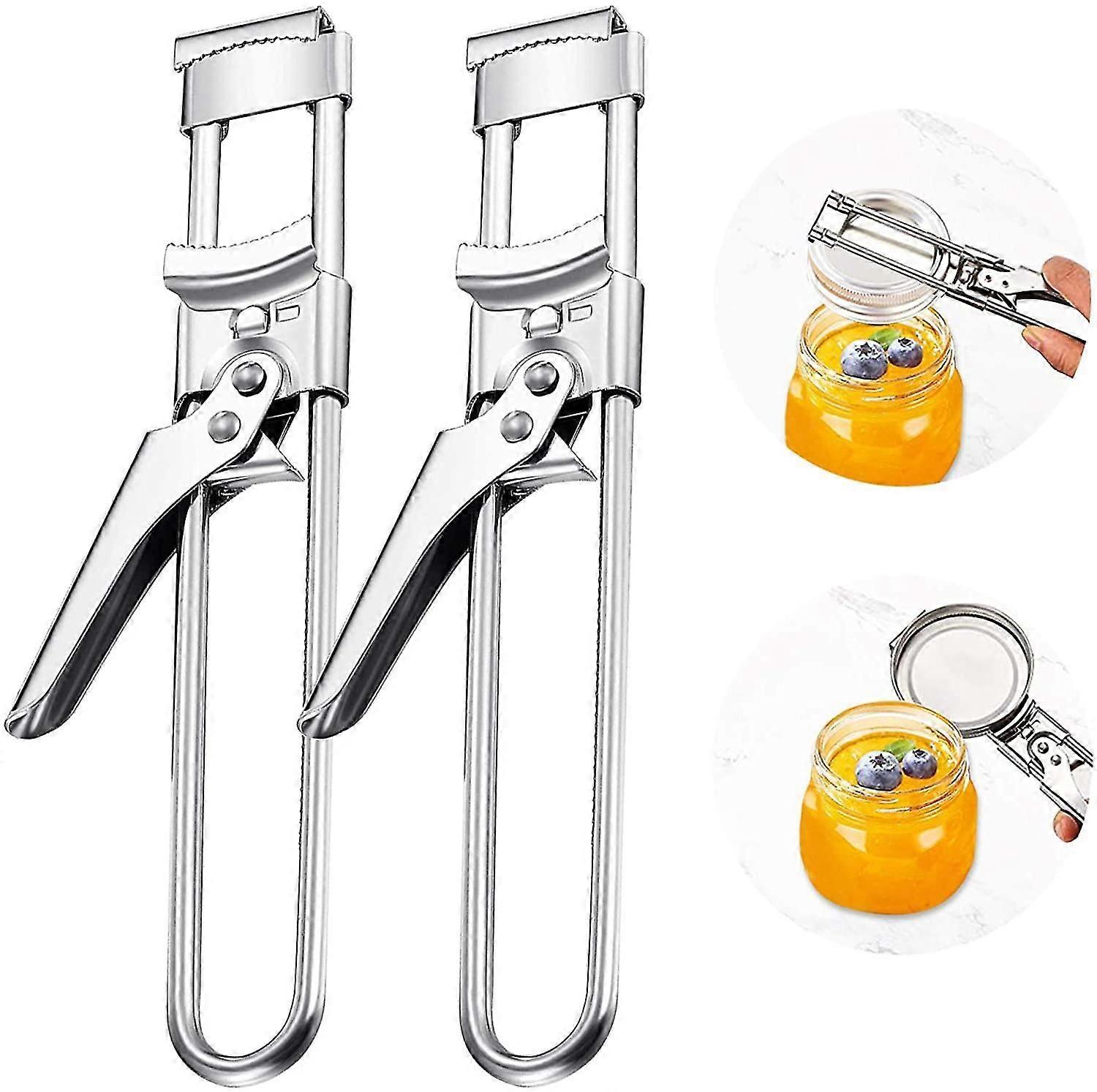 2pcs Master er Adjustable Jar Bottle er, Adjustable Multifunctional Stainless Steel Can er Jar Lid Gripper, Manual Jar er For Senior