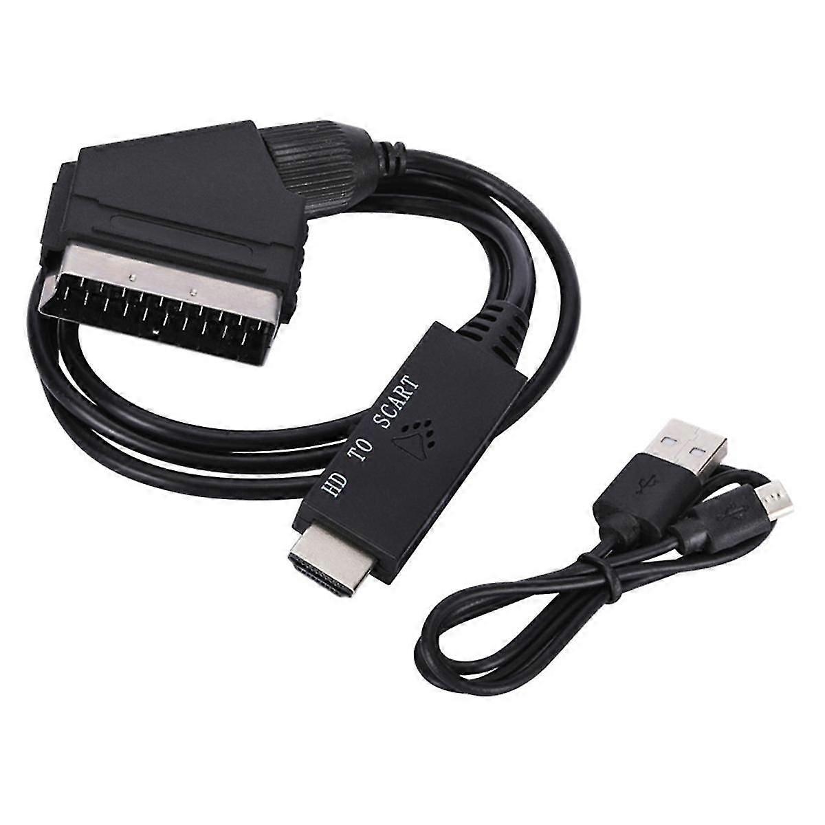 Cabo adaptador de baixo consumo de energia com cabo de alimentação USB -Compatível com Scart Audio Video Adapter Plug and Play