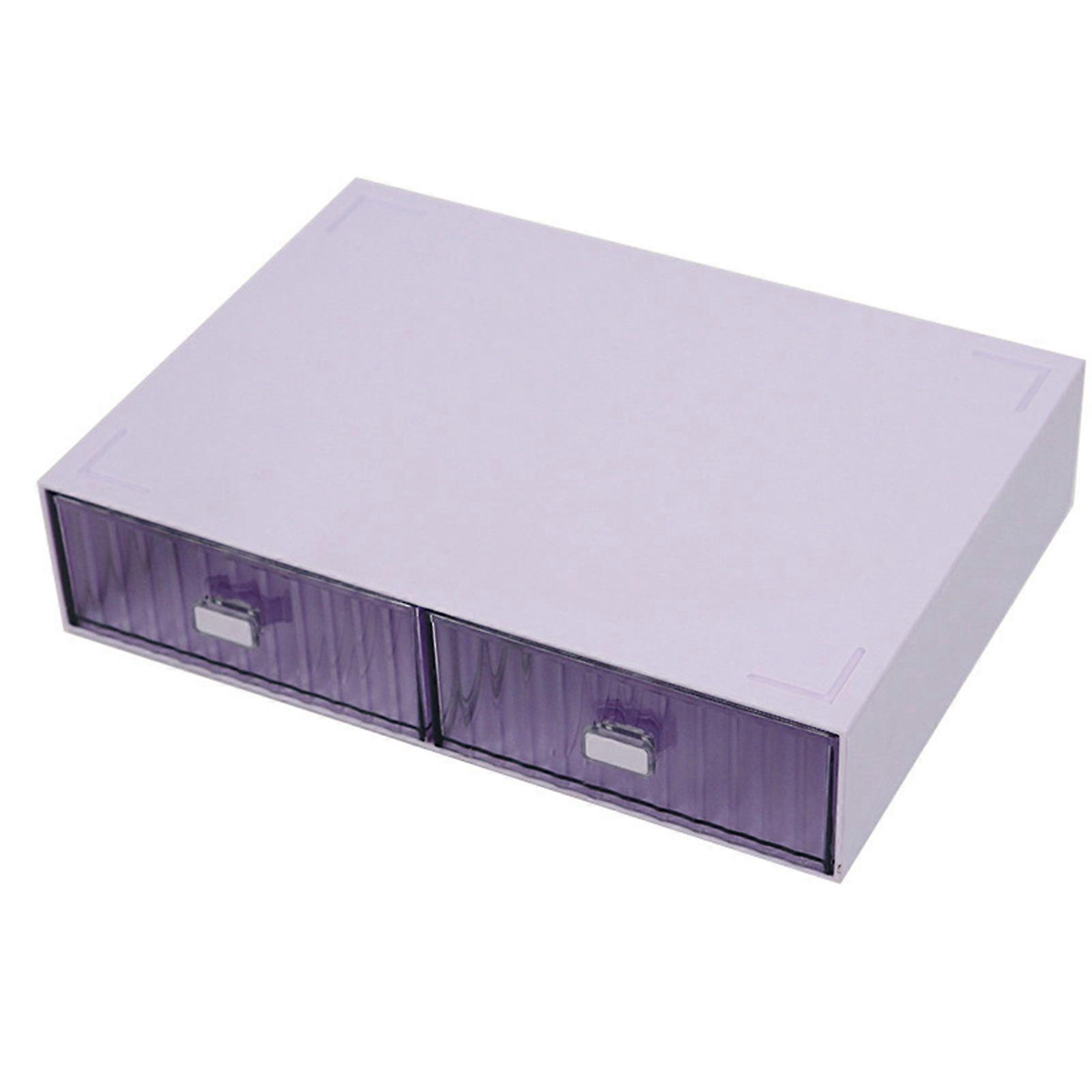 Desktop Drawer Organizer Waterproof Dustproof Plastic DIY Combination Multi Layer Stackable Drawer Storage Case Striped Purple 2 Drawers