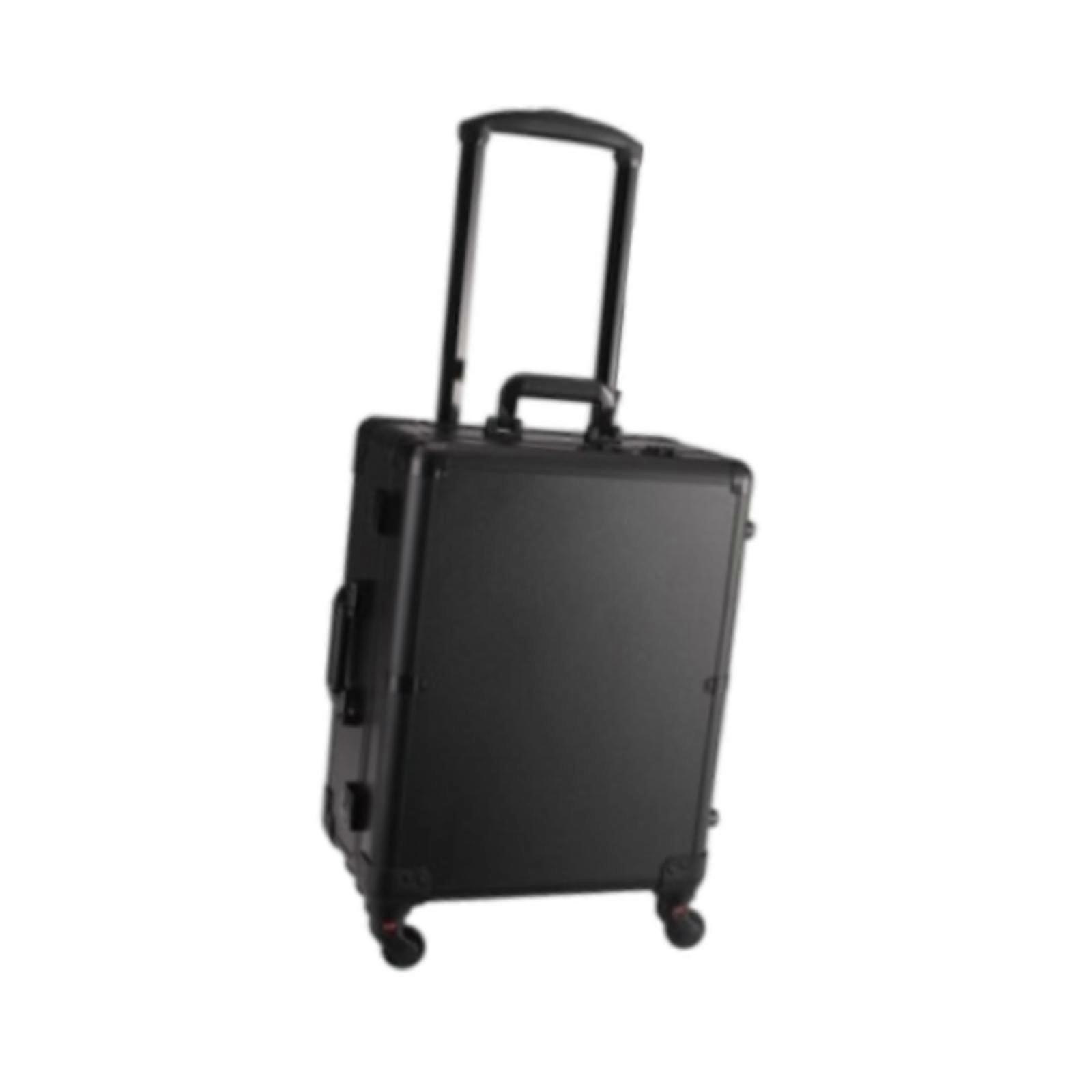 Makeup Train Case with Full Screen Lighted Mirror Studio Rolling Makeup Case black