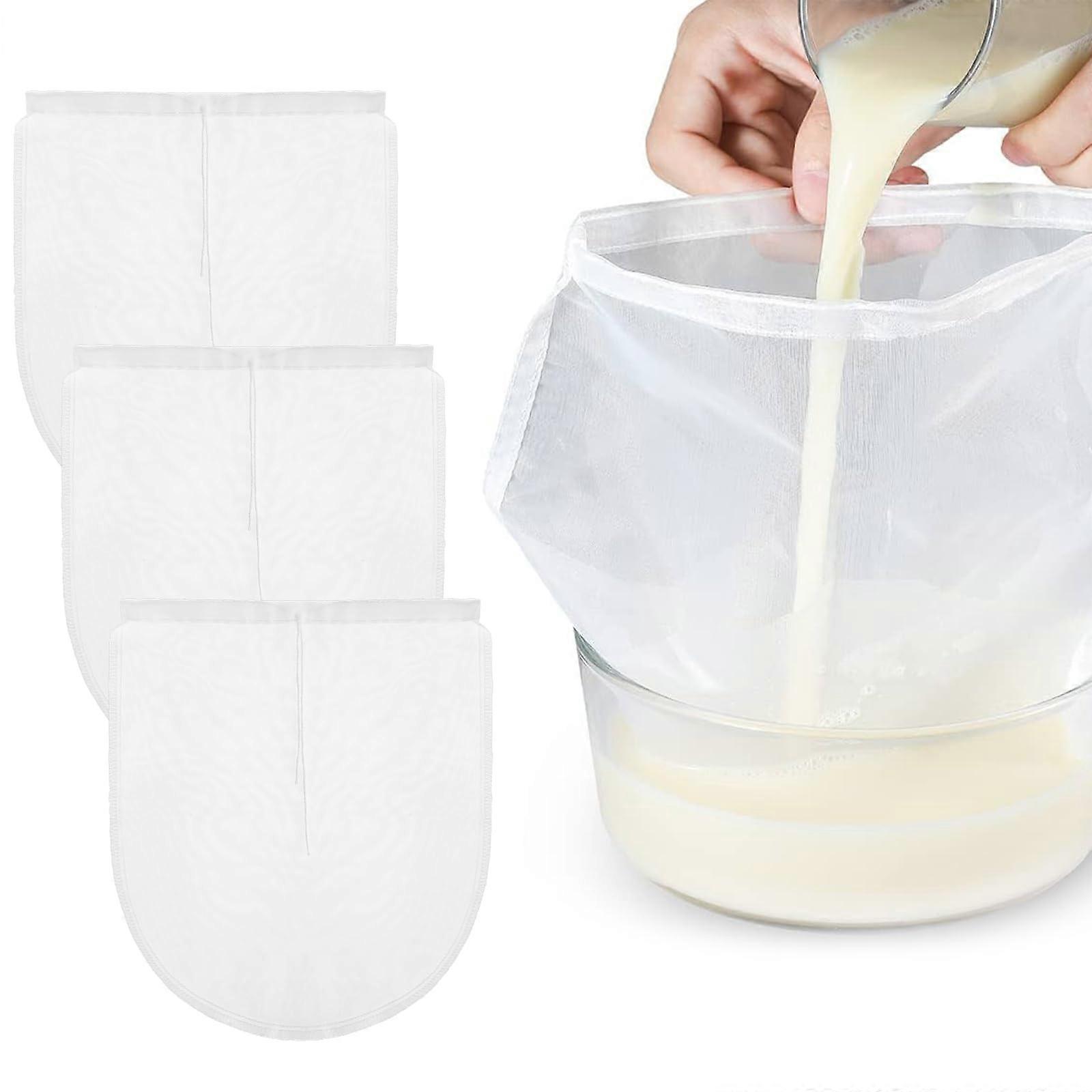 3PC Cheese Cloth Bags 11x9 Inch - Reusable Mesh Strainer for Cold Brew and Nut Milk