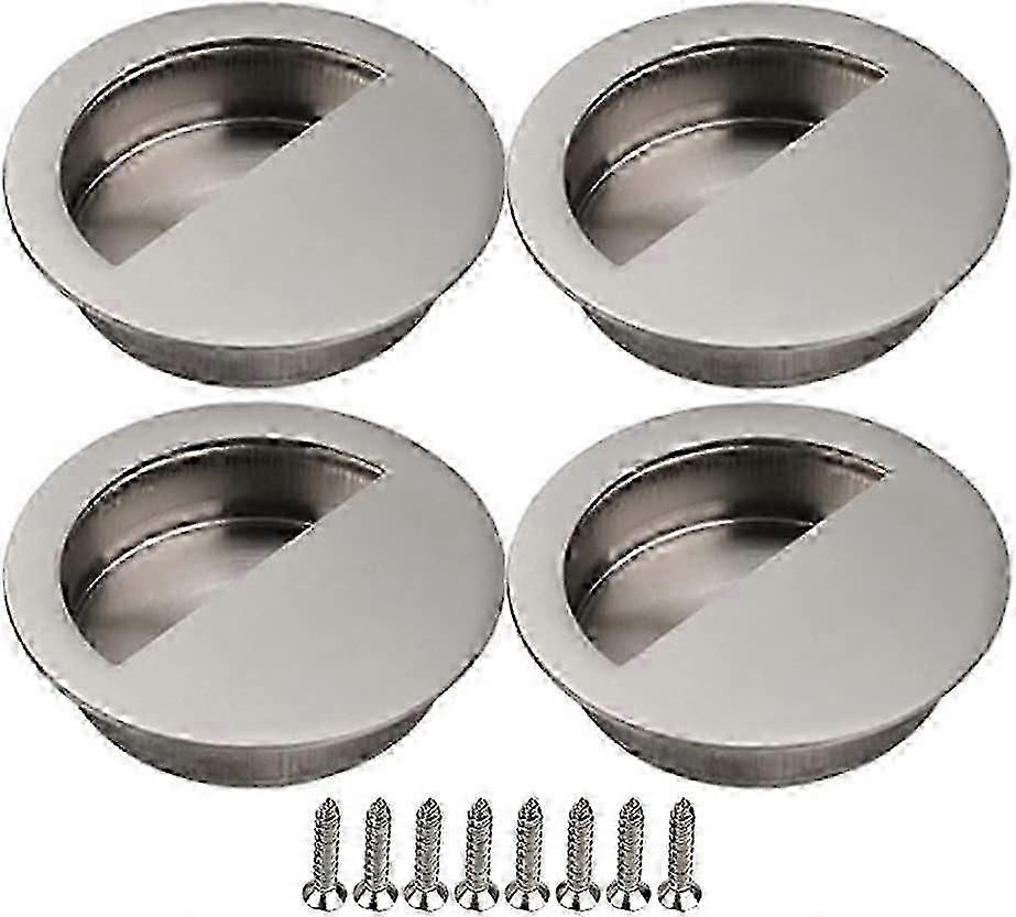 4pcs Sliding Door Handle Cupboard Door Recessed Handle Furniture Handle With Screws Cabinet Silver