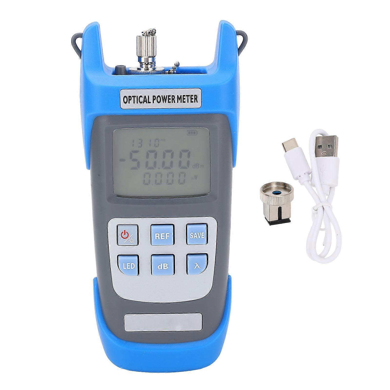 Optical Power Meter High Accuracy Rechargeable Fiber Attenuation Tester with LED Light -50 to +26dbm