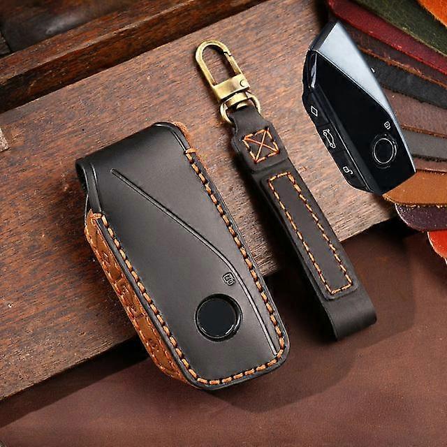 Echtes Leder Autoschlüsselgehäuse Abdeckung Fob Shell für BMW X7 G07 2023 und BMW 7 Series Ix XM I7 X7 Energy Keychain