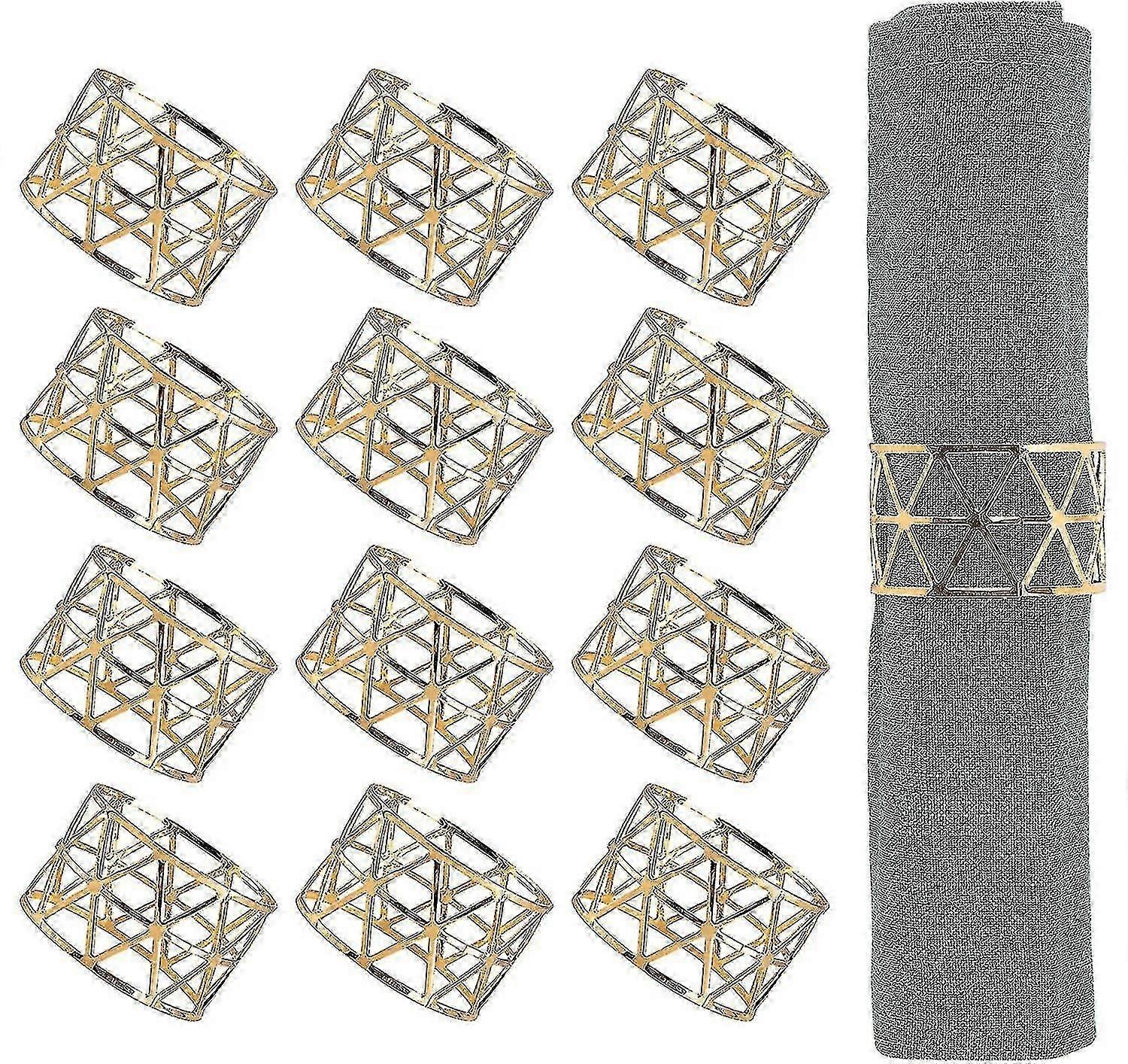 خواتم منديل، 12pcs خواتم منديل الذهب، حاملي خاتم منديل لتناول الطعام