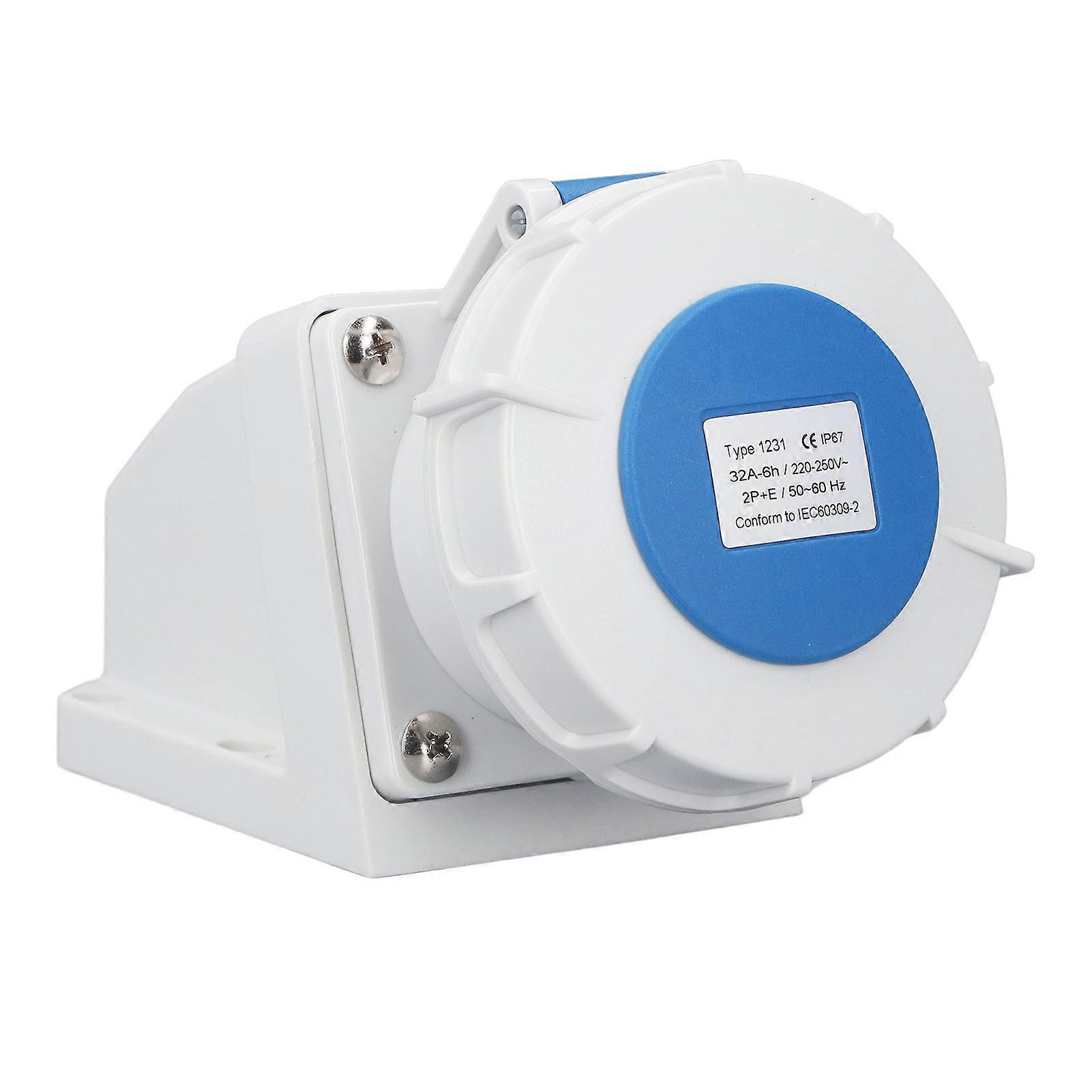 Industrial Connector Socket 32A 2P+E Surface Mounted IP67 Waterproof Socket Industrial Connector 220‑250V