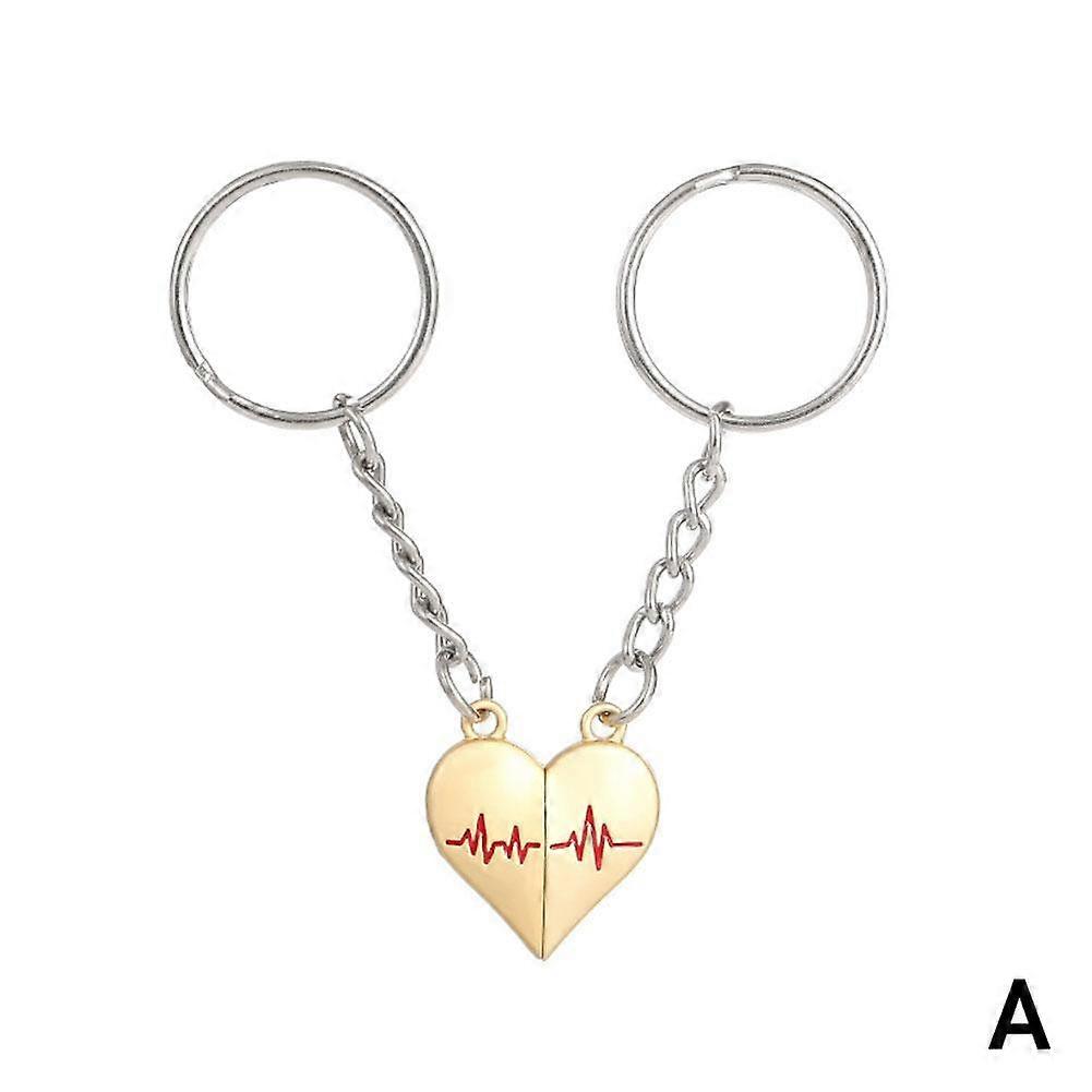 Matching Couple Magnetic Keychain, Heart Keychains for Couples,Gift