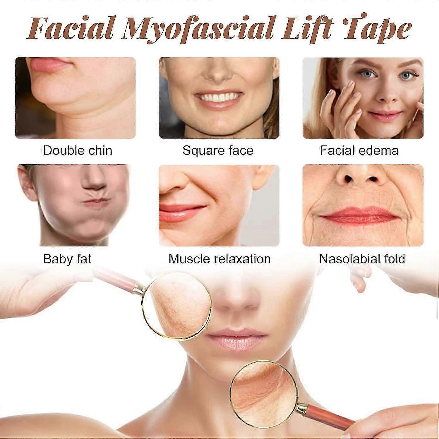 ExquisiteFace Tape pour l’huile de ricin, Face Tape Lifting Invisible, Face Tape pour l’huile de ricin douce et efficace, Bande de visage à l’huile de ricin biologique
