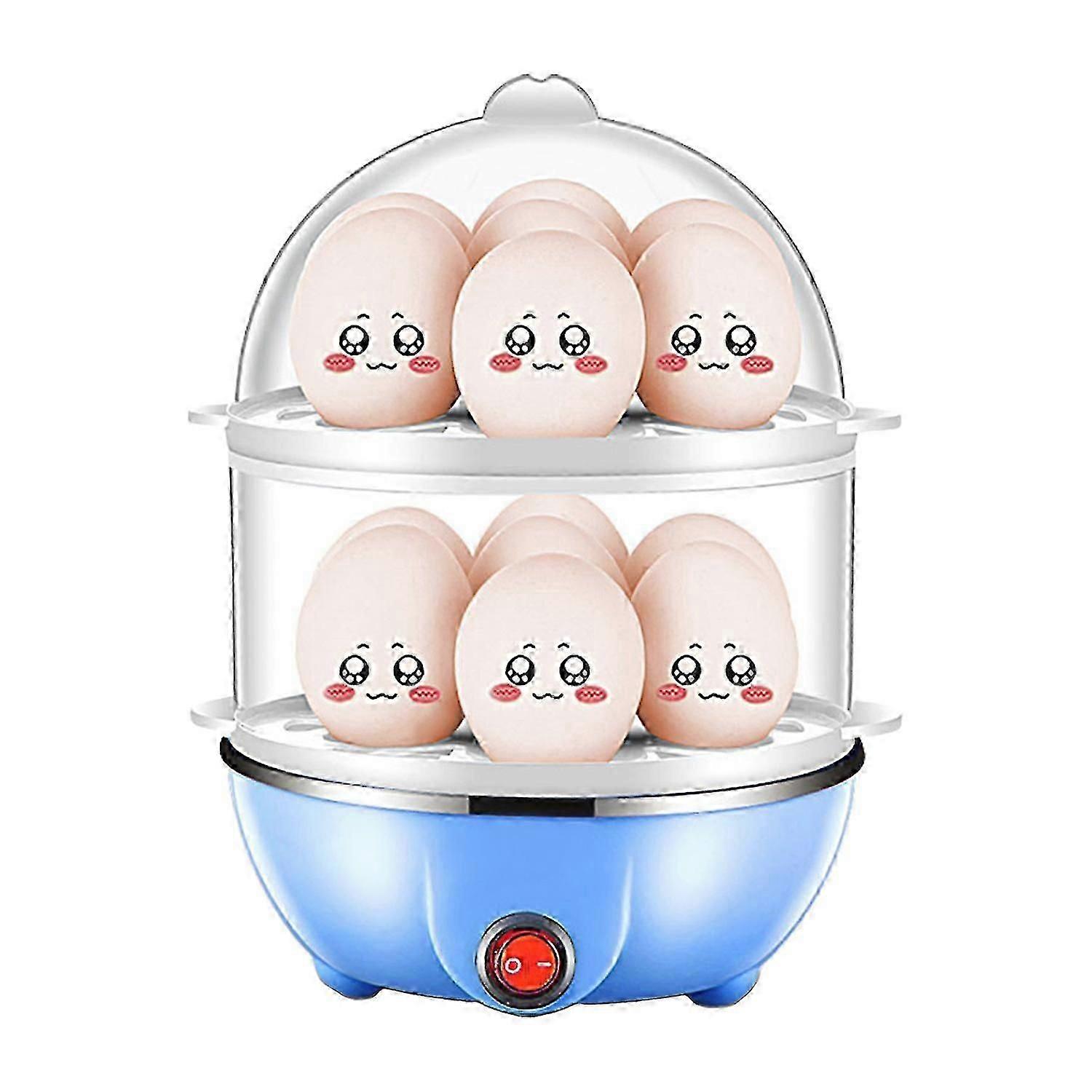 Double Layer Electric Egg Cooker for 14 Hard Boiled Eggs, Anti-Dry Protection & 40m Timer