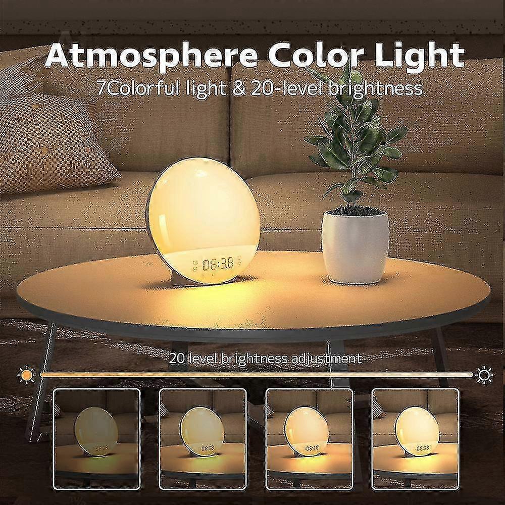 Sunrise Alarm Clock for Heavy Sleepers, Wake-Up Light with Sunrise/Sunset Simulation - Kids & Adults Bedroom Digital Clock