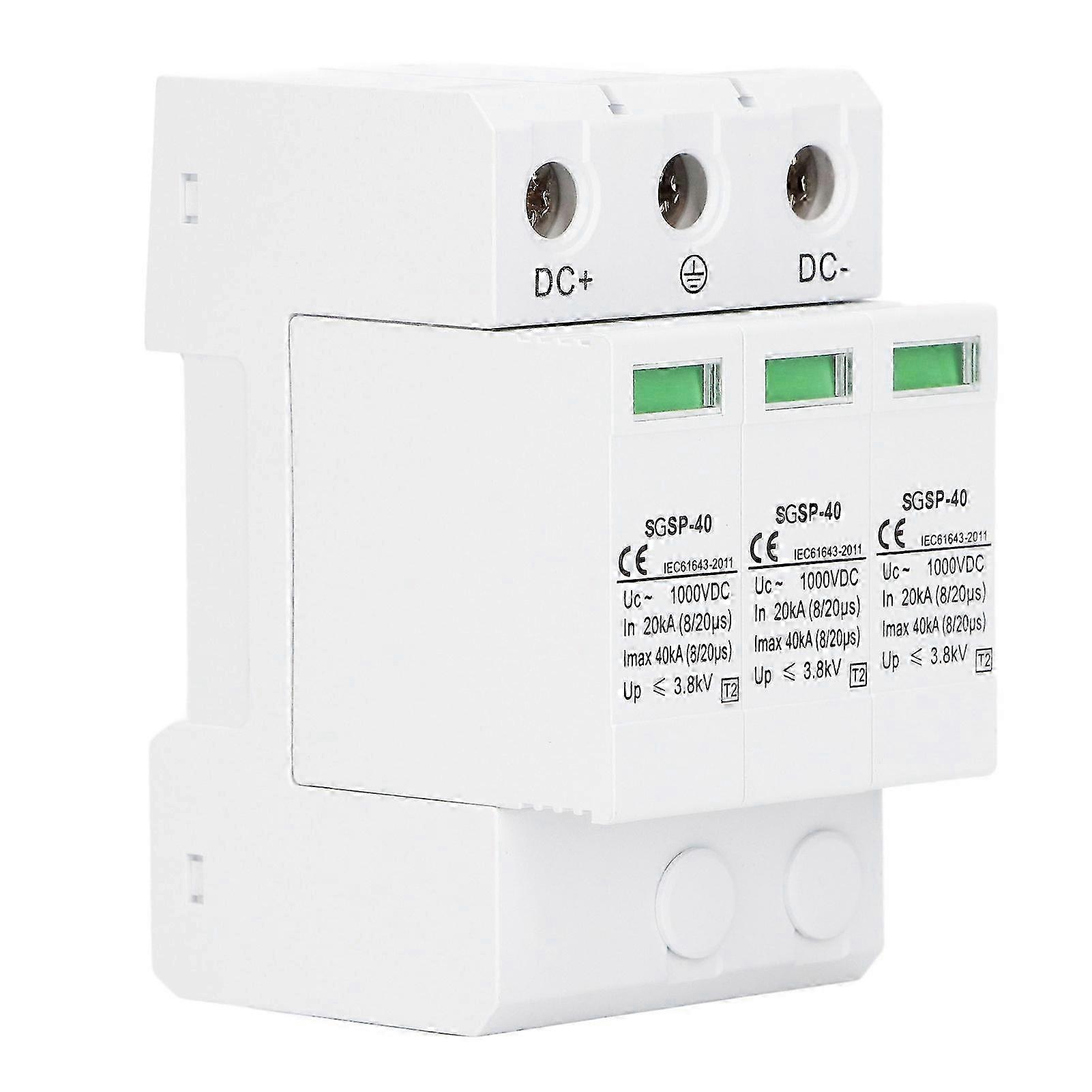 DC 1000V 40KA Surge Protector Arrester Protective Device for Photovoltaic Power System White 3P