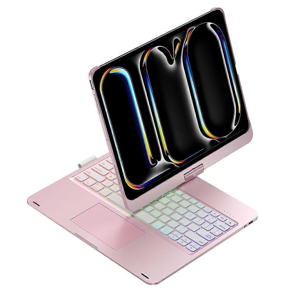 Compatible with iPad Pro 13 (2024) Trackpad Backlight Keyboard with Tablet Case - Rose Gold