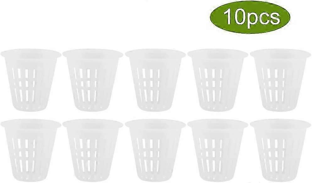 10pcs/set 수경 재배 바구니 식물 컵 플라스틱 냄비 재사용 가능한 내구성 정원 그물 보육 양동이 바구니 수경 정원 심기 발코니(흰색)