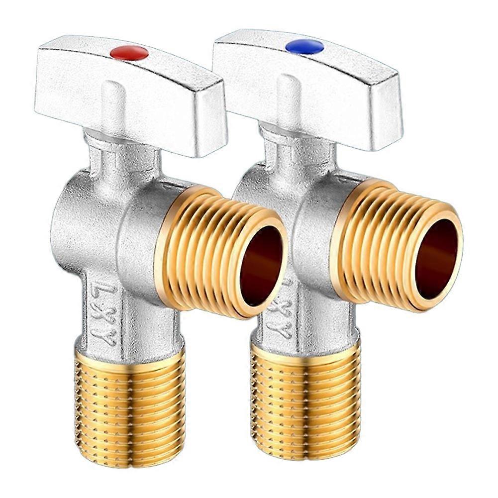 2PCS Brass Hot & Cold Water Inlet Ball Valve