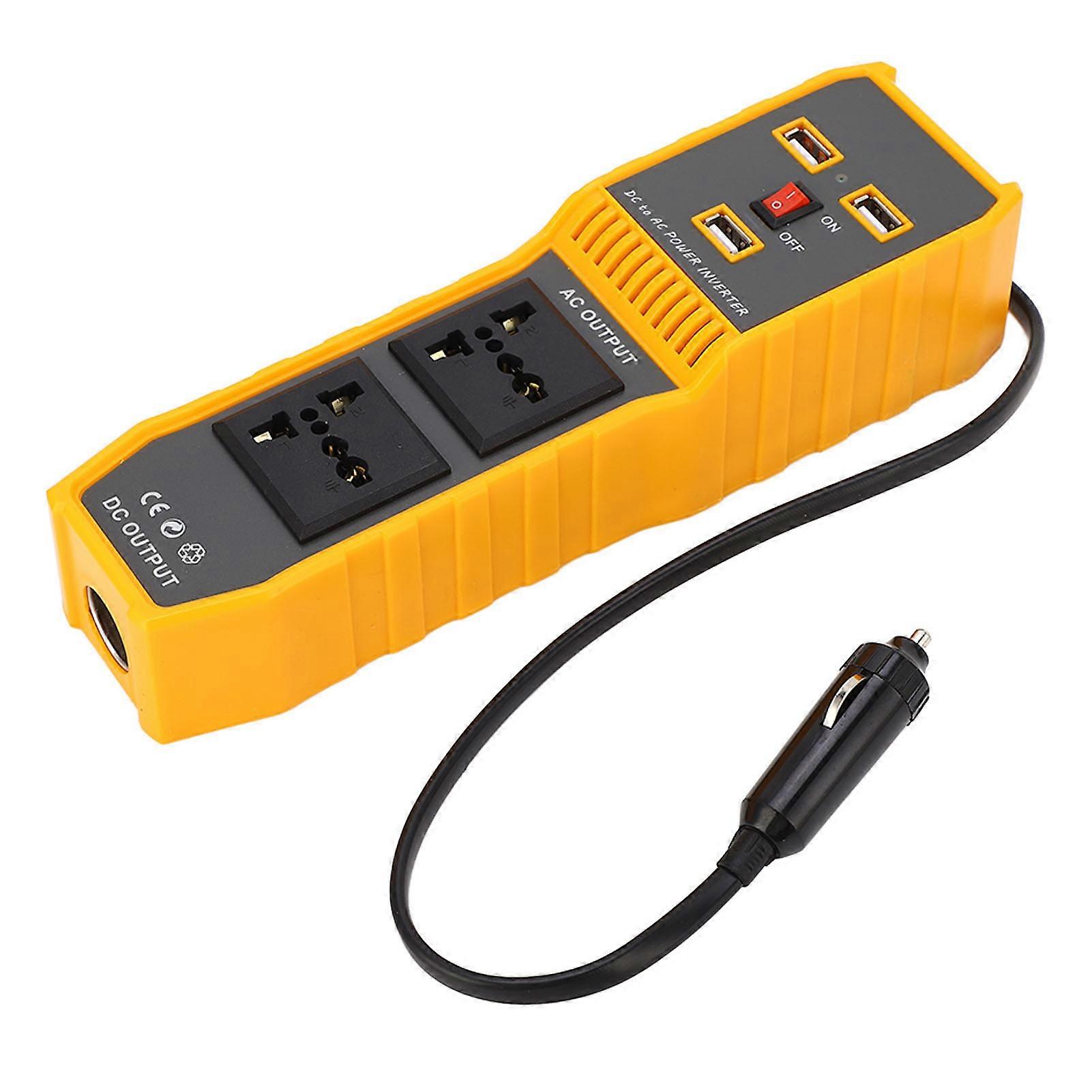 Car Power Inverter DC12V to AC220V 200W Vehicle Converter Adapter with 3 USB 2 Universal 1 Cigarette Lighter Socket