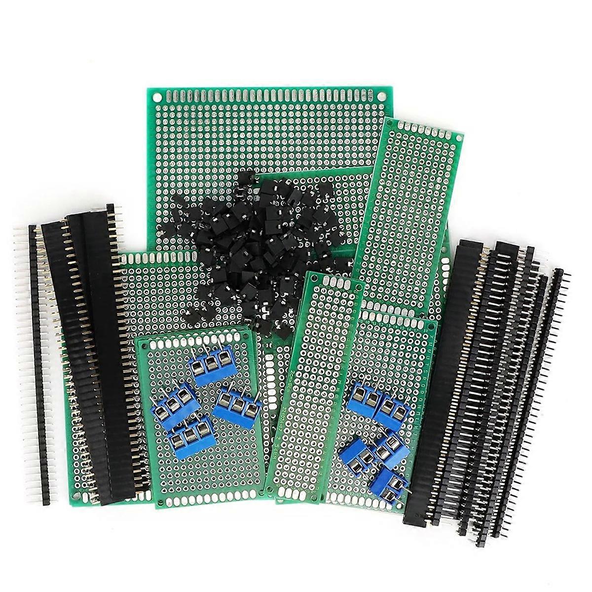 147-Piece PCB Circuit Board Prototype Kit - Double-Sided Perf Boards