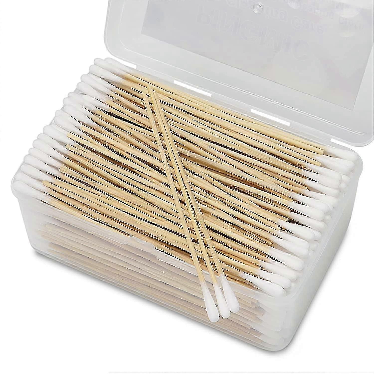 500 Pcs Long Cotton Swab With Bamboo Handle In Storage Box