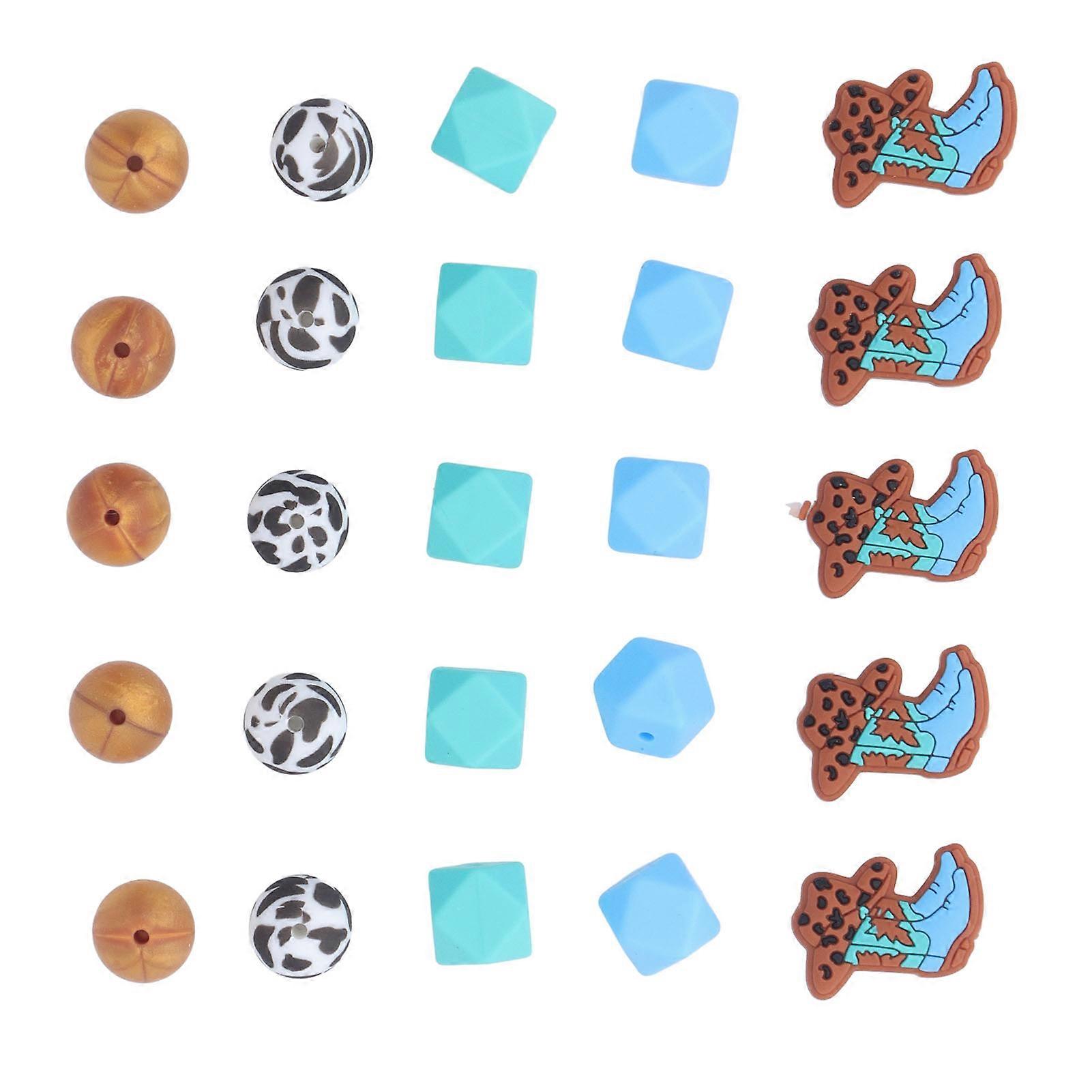 25PCS Silicone Octagonal Cowboy Boot Beads for Bracelet Craft