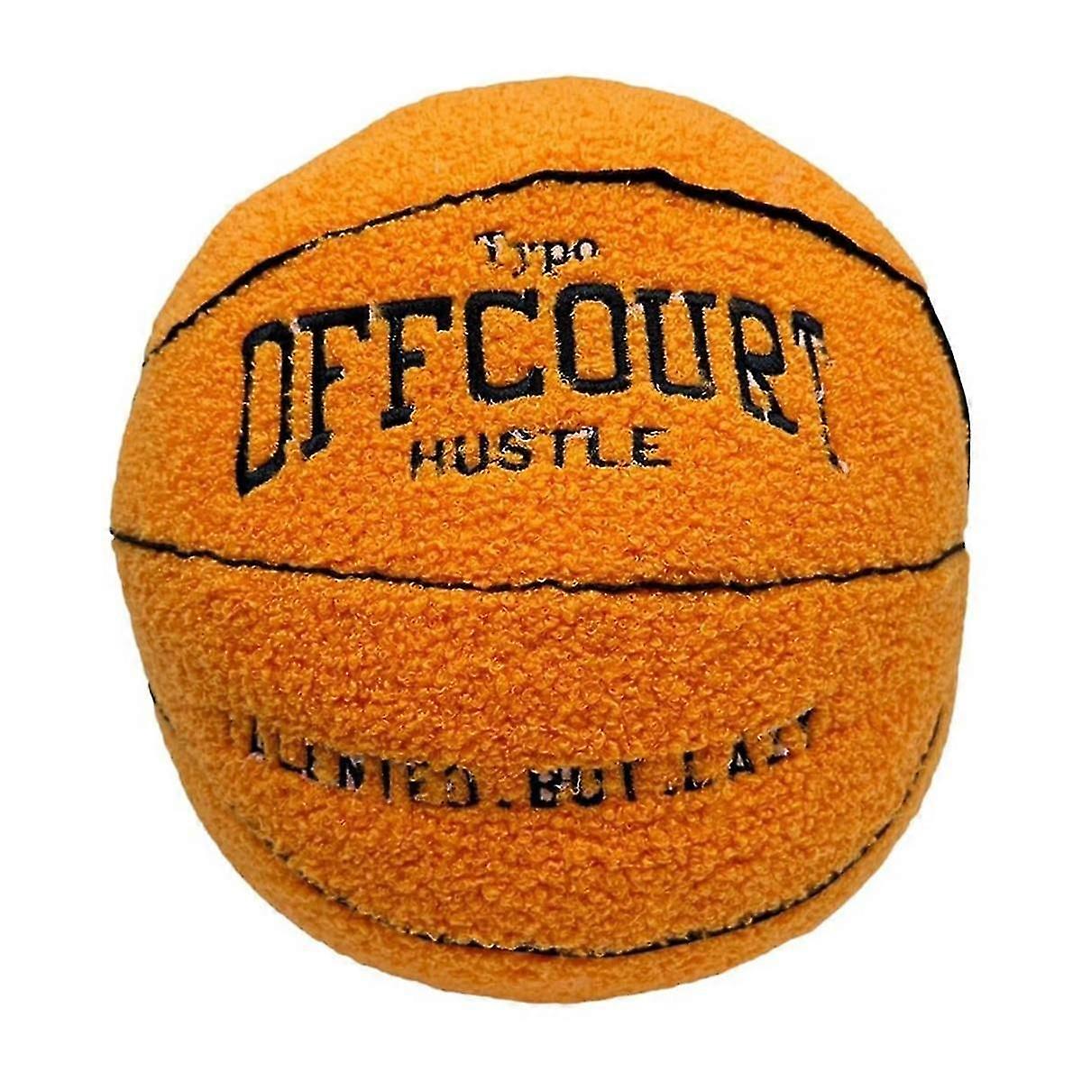 Offcourt Basketball Pillow, Basketball Shaped Pillow Teddy Fleece Embroidered Basketball Throw Pill