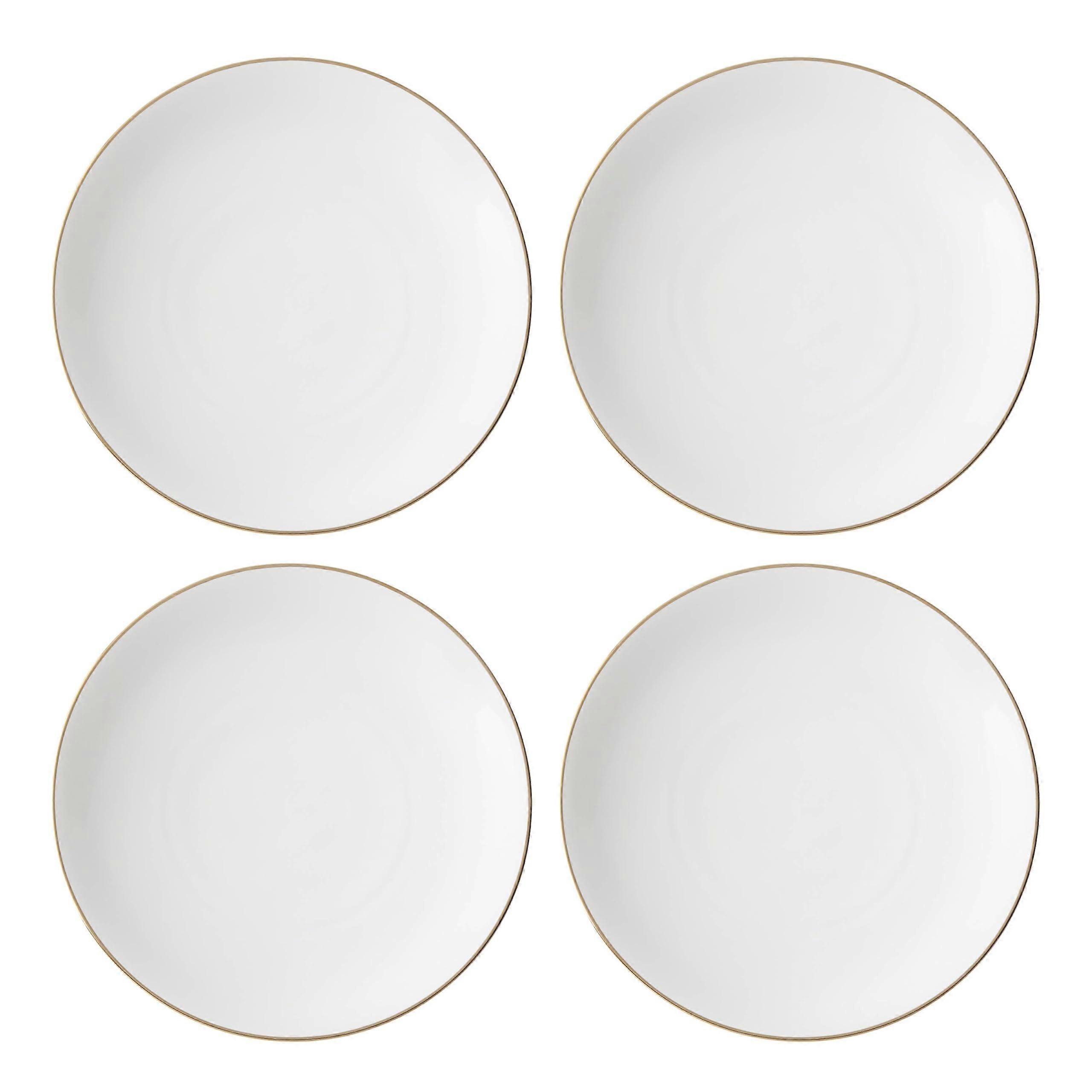 4 Count White Dinner Plates for Everyday Dining