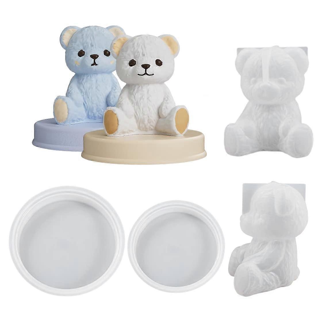 3D Bear Mold Set of 4 for DIY Crafts, Resin Art, Silicone Molds, Small Bear Shapes