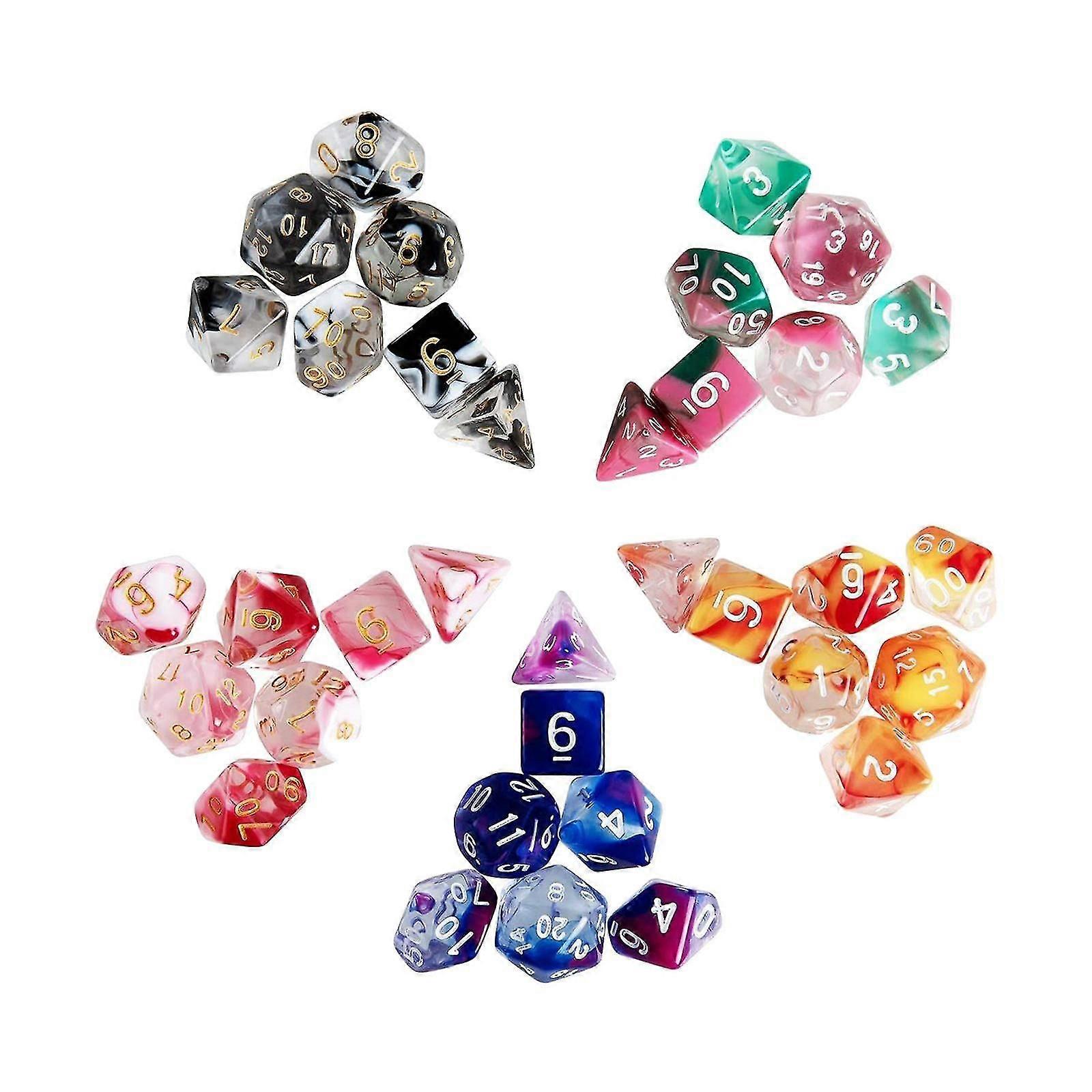 35 Pieces Acrylic Polyhedral Dices Set Entertainment Toys D4-D20 for RPG