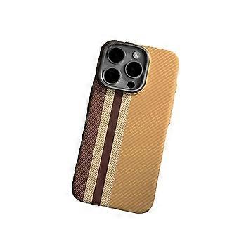 iPhone 16 Pro Max Case Kevlar Pattern Magnetic Hard Shell Carbon Fiber Anti-Fall Cover Gold Compatible iPhone 15 Pro