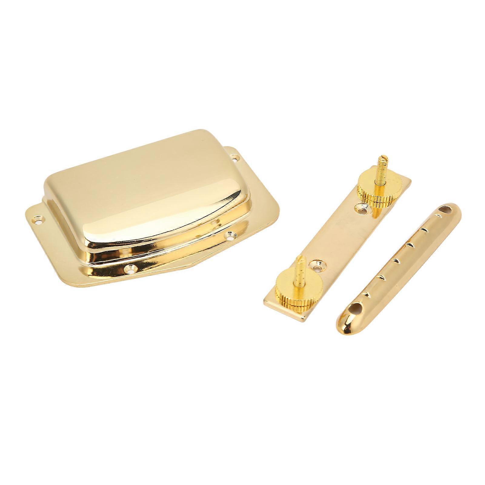 Adjustable Fixed Guitar Bridge Set Metal String Board Gold 90mm