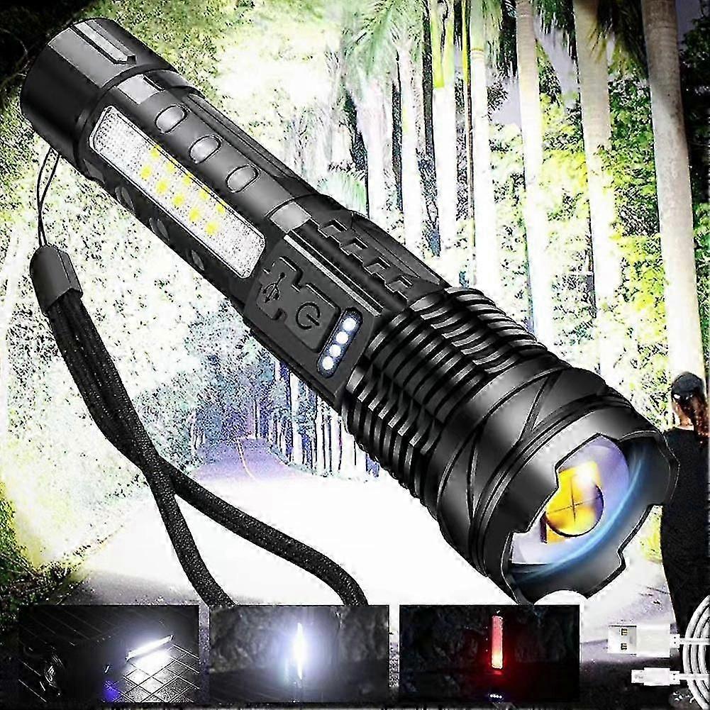 COB Flashlight with Side Work Light for Camping & Hiking