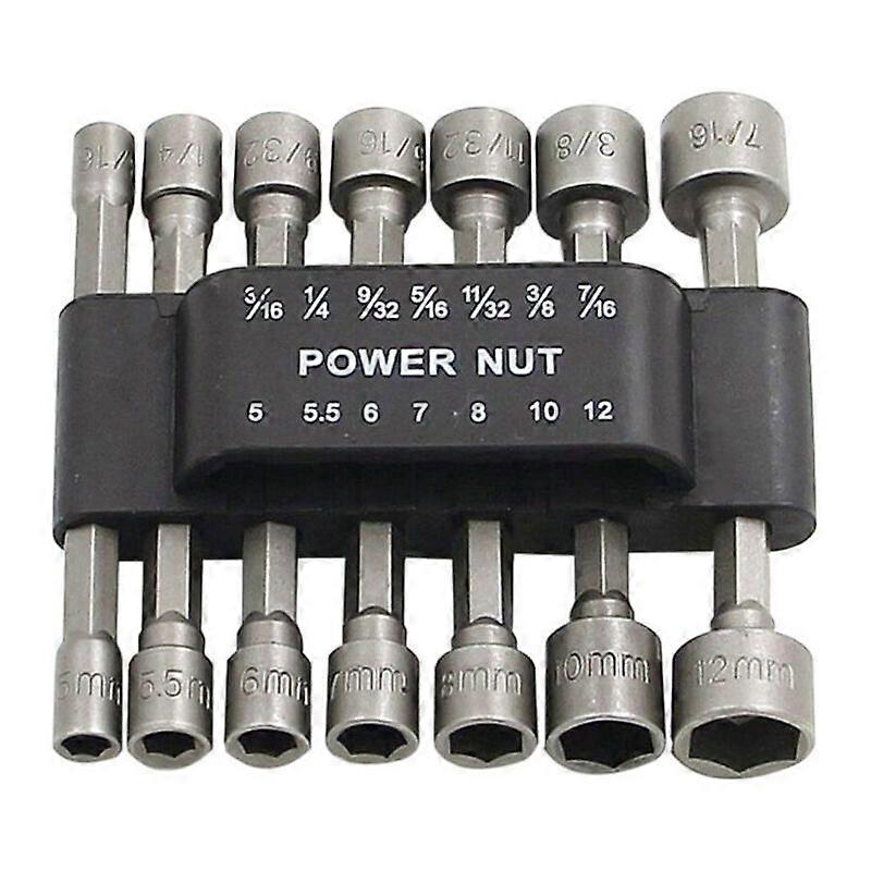 14 Pieces Hex Socket Wrench Adapter for Nuts, Screwdriver Insert, Bit Socket Set, Hex Socket Nuts for Magnetic Screwdriver Hex Bits
