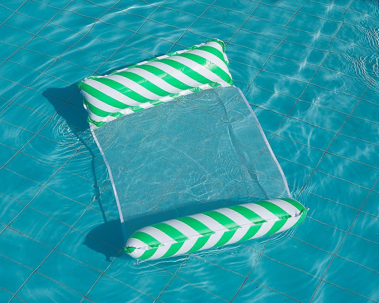 New Foldable Aquatic Stripe Hammock Floating Bed with Recliner Net(Green)