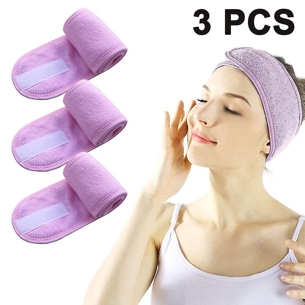Hair Band For Make -up - 3 Pieces Spa Headband With Velcro Fastener Cosmetics Headband.