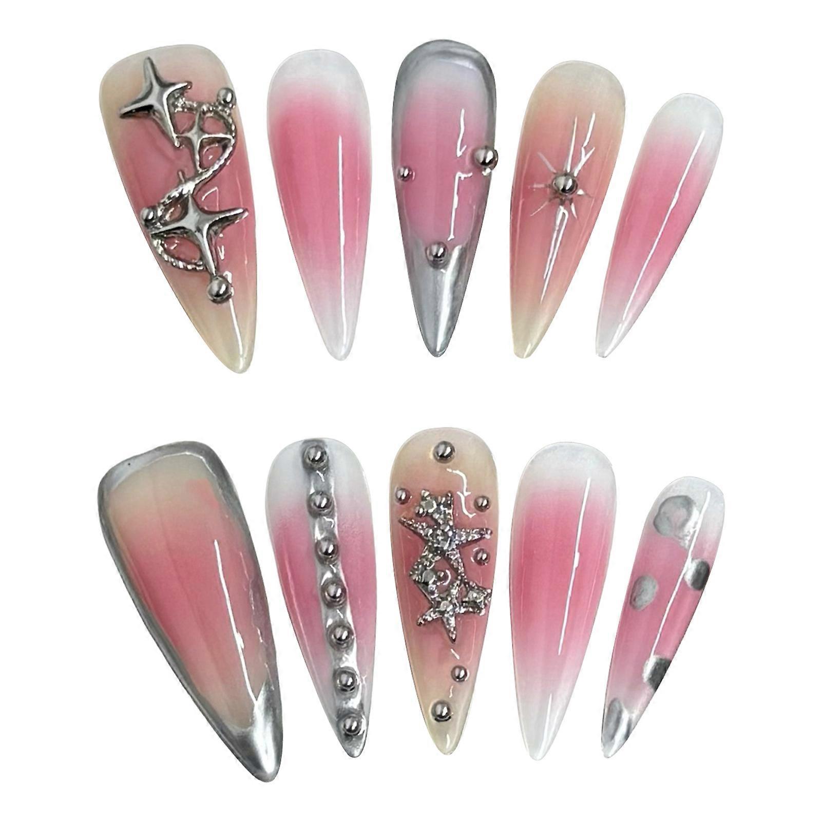 Poskipuna vaaleanpunainen pitkä terävä puristus kynsiin kevyt ja helppo kiinnittää tekokynsi