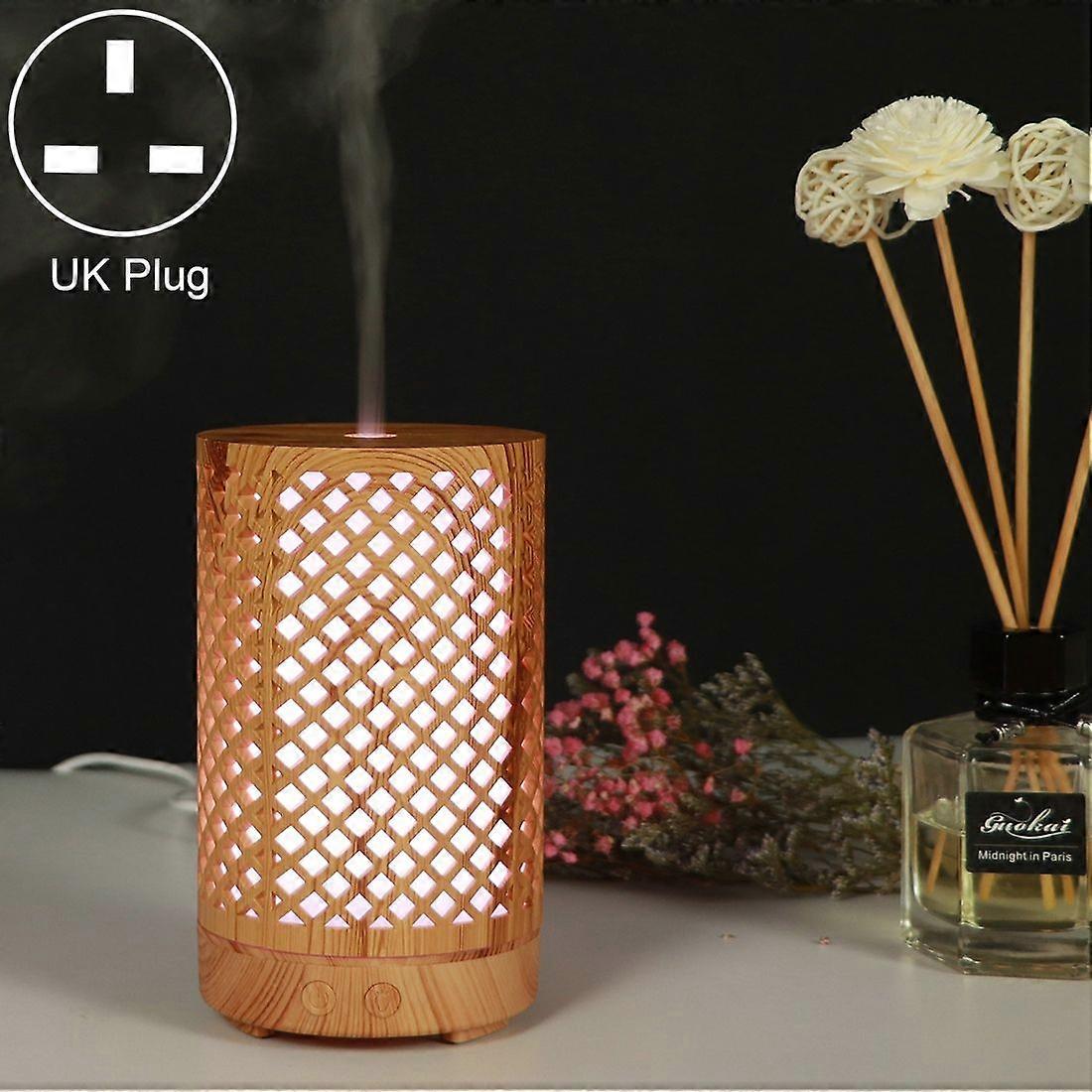 200ml Hollow-out Forest Pattern Wooden Essential Oil Aromatherapy Machine Ultrasonic Humidifier UK Plug