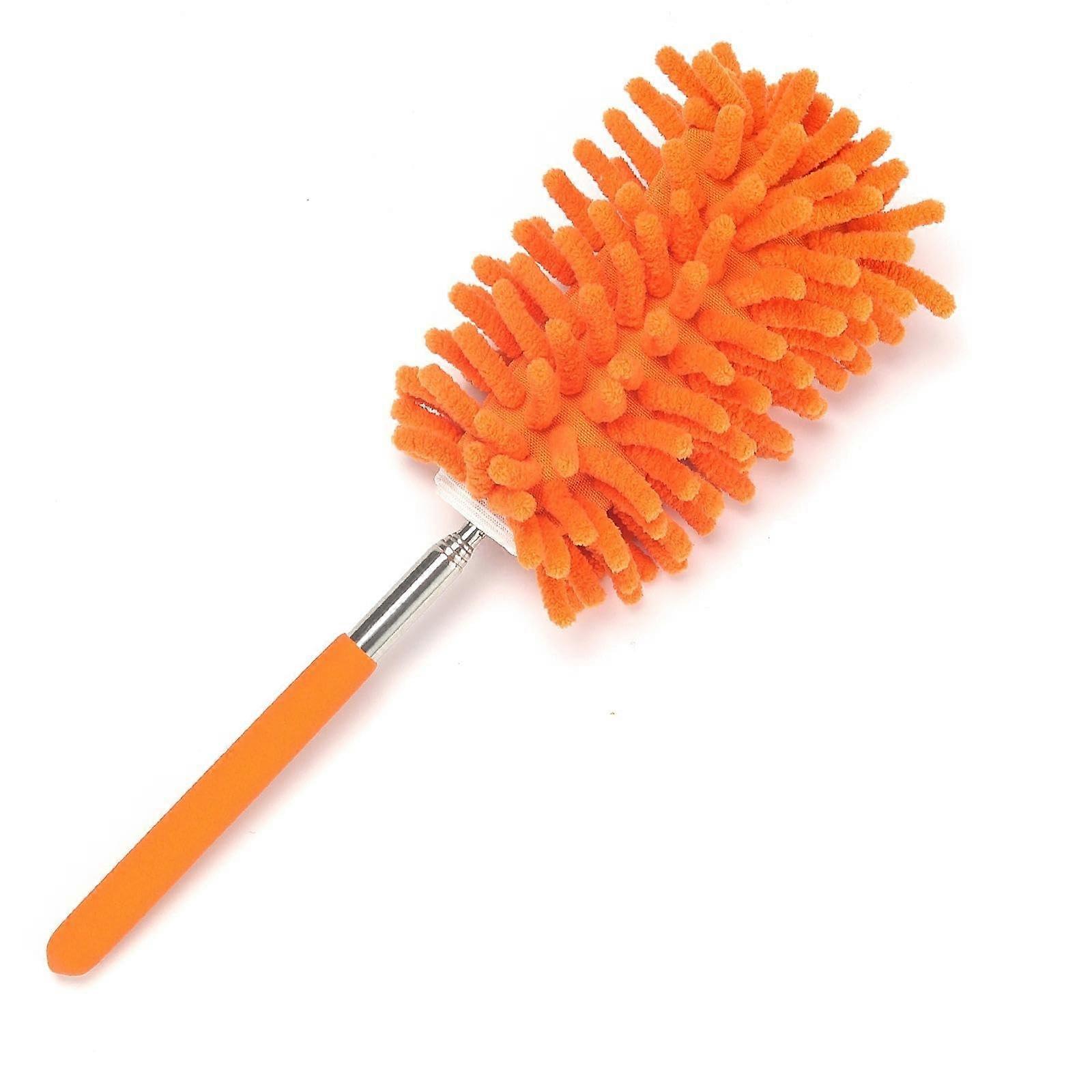 Dust Duster, dust Duster, Telescopic dust Brush, Feather Duster, Orange With a Bendable Head