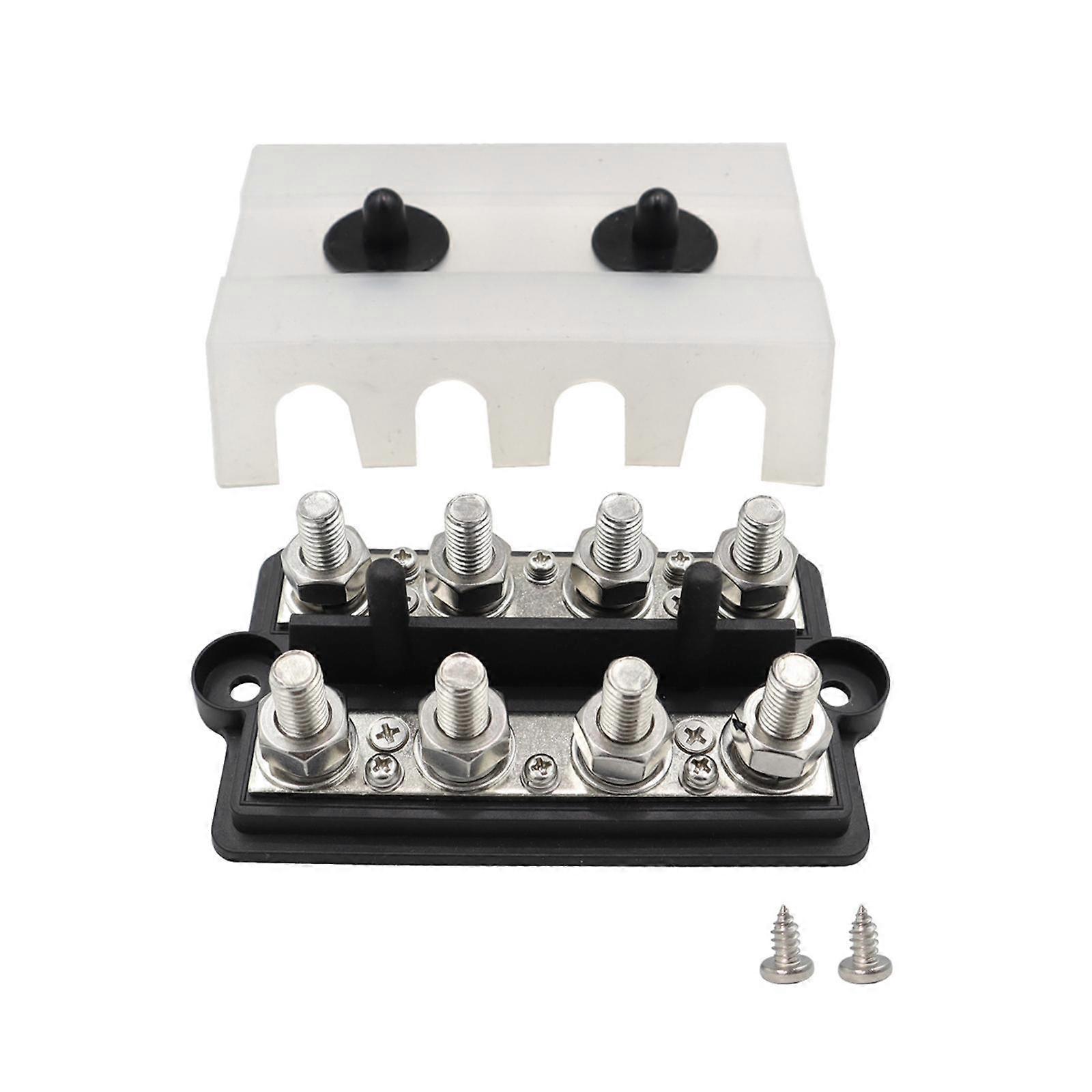 Power Distribution Block 4 Way with Cover Bus Bar for Yachts Car Marine