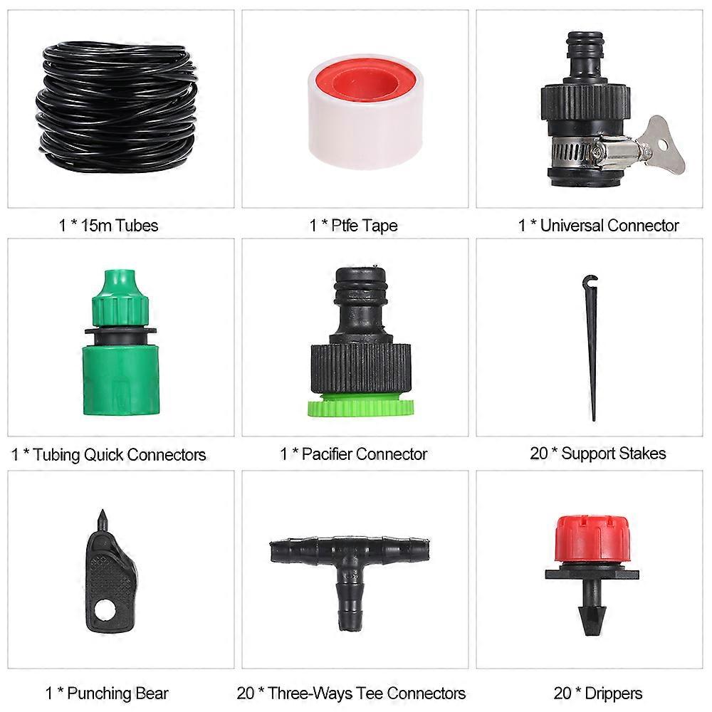 15m Automatic Micro Drip Irrigation System Garden Watering Kit