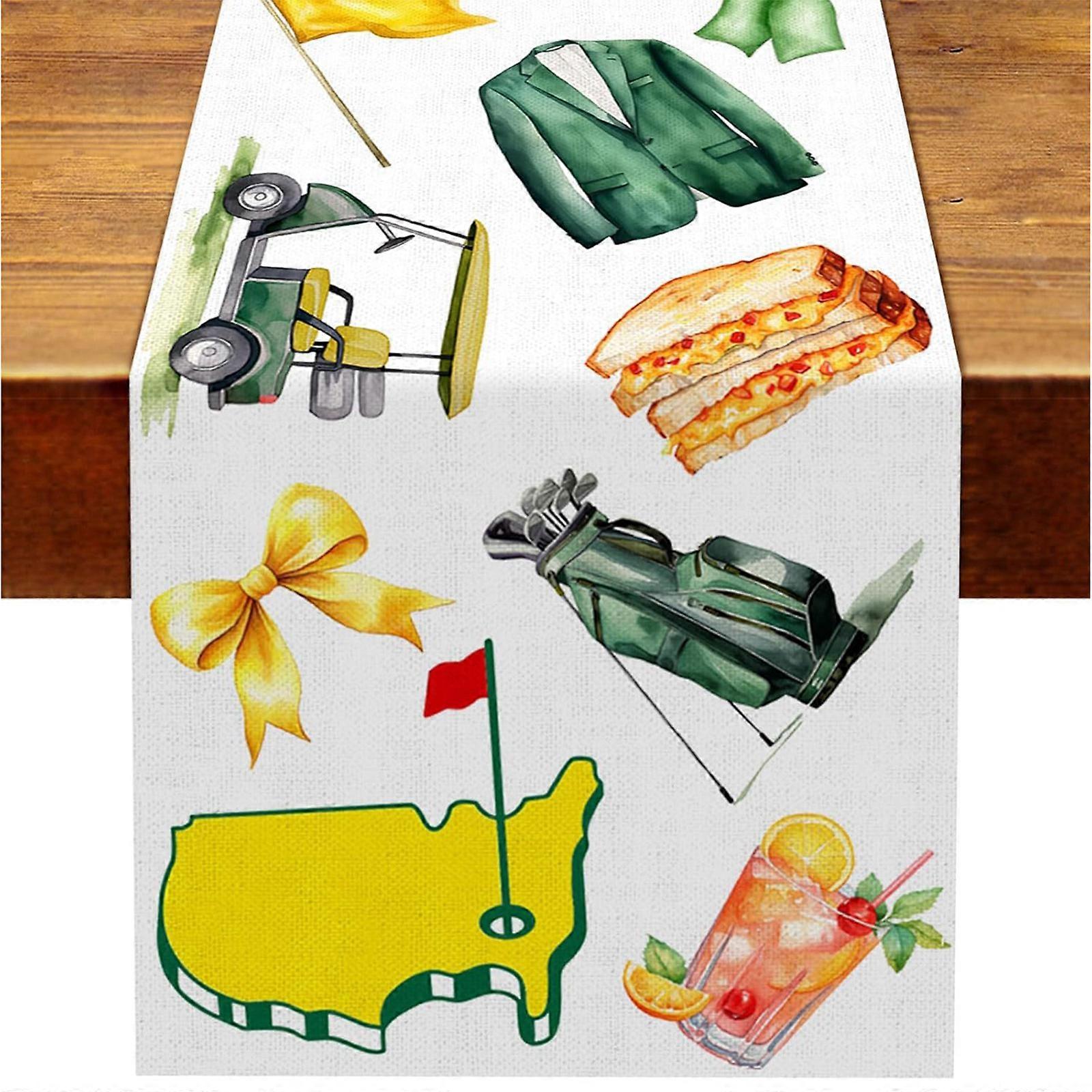 トーナメントテーブルランナーゴルフパーティーデコレーションダイニングルームホームキッチンテーブルデコレーション13x72インチ